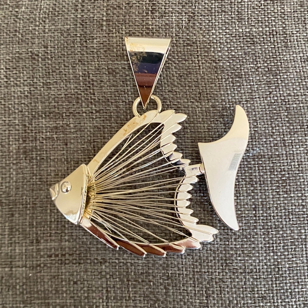 Vintage modernist angel fish pendant by Best